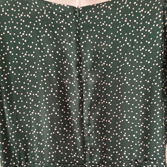 Emerald Green Dress w/ White Polka Dot Size Large - Picture 4 of 7